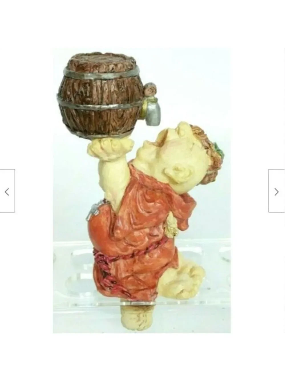 Vintage Monk Drinking From Barrel Wine Stopper